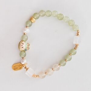 Labubu Inspired Mint Jade & Prosperity Charm Bracelet Sage Luxe